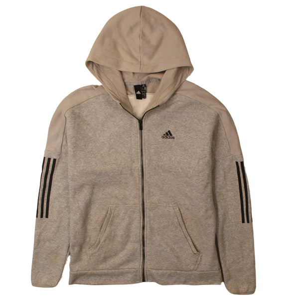 Adidas 90's Grey Full Zip Hoodie Large Men’s - Drawstring Pockets