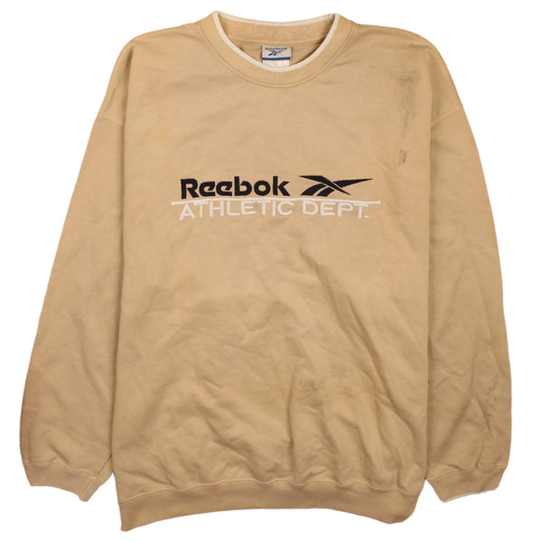 Reebok 90's Beige Cream Spellout Crew Sweatshirt XL Vintage Style