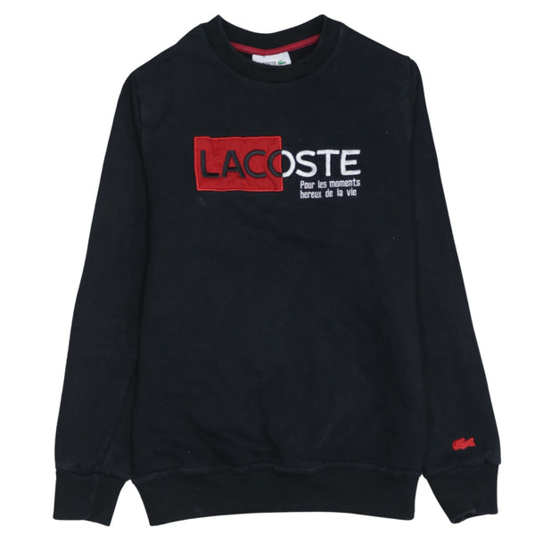 Lacoste 90's Spellout Crew Neck Sweatshirt Medium Black