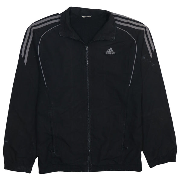 Adidas 90's Black Striped Sleeve Zip Windbreaker Men's Large