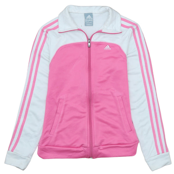 Adidas 90's Striped Sleeve Full Zip Up Sweatshirt XSmall Pink