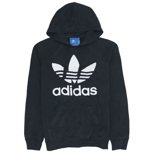 Adidas 90s Spellout Hoodie XSmall Black Vintage Pullover Cotton