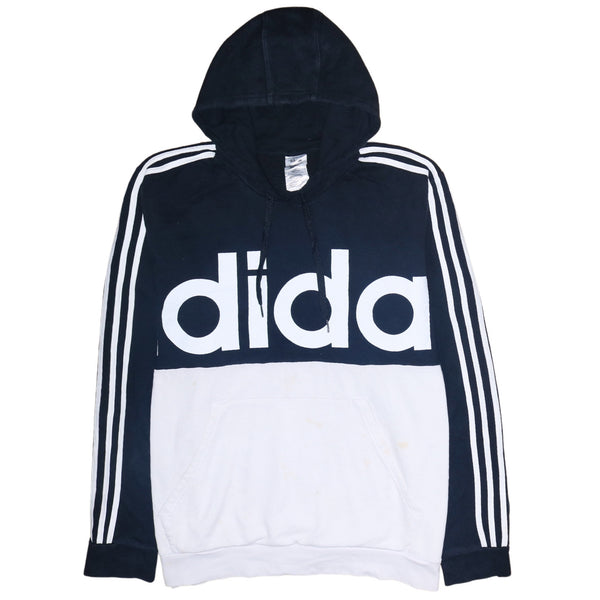 Adidas 90's Striped Sleeves Spellout Hoodie XXLarge (2XL) Black