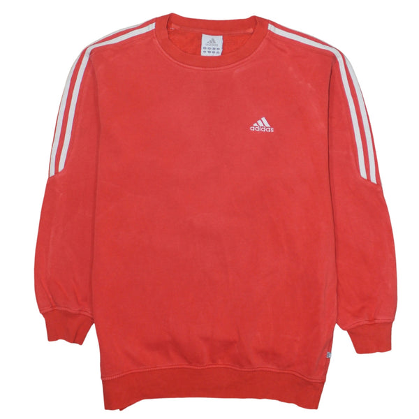 Adidas 90's Striped Sleeve Crew Neck Sweatshirt XLarge Red