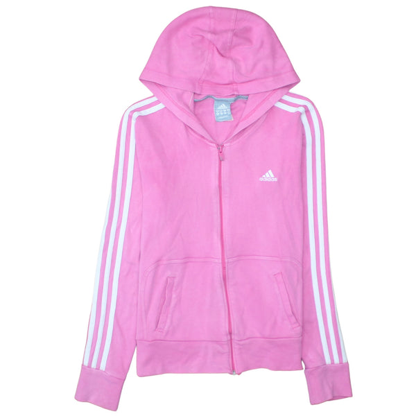 Adidas 90's Striped Sleeve Full Zip Up Hoodie Medium Pink