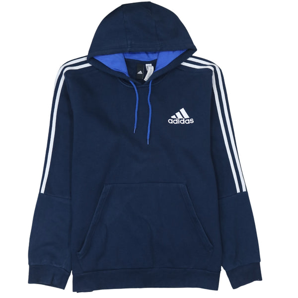 Adidas 90's Striped Sleeve Pullover Hoodie XLarge Navy Blue