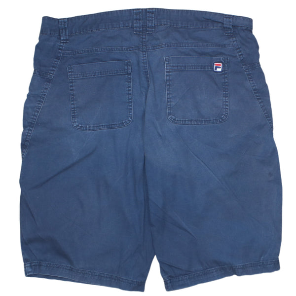 Fila Men's 90's Baggy Chino Shorts 40 Navy Cotton Blue Drawstring
