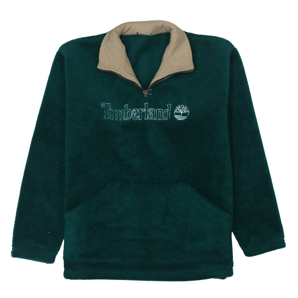 Timberland 90's Spellout Quarter Zip Fleece Jumper Medium  Green