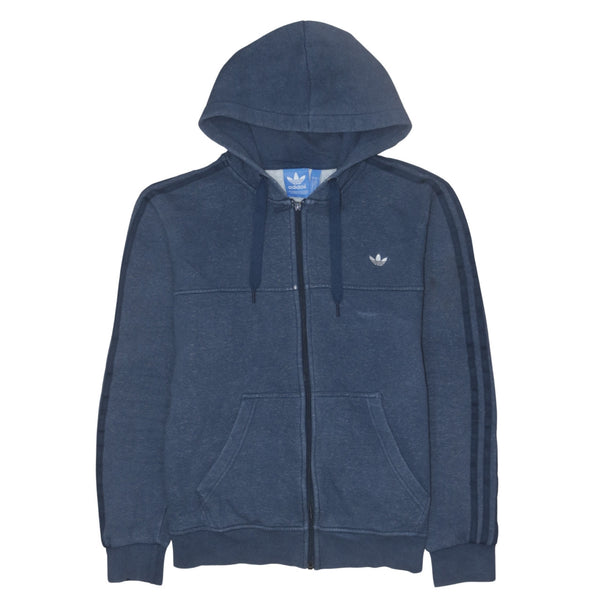 Adidas Vintage 90's Striped Sleeve Full Zip Hoodie Men's Medium Navy Blue
