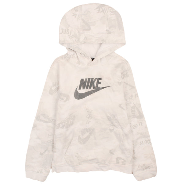 Nike 90's Beige Cream Spellout Swoosh Hoodie Women's XLarge