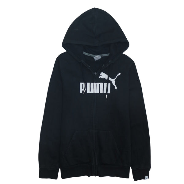 Puma 90's Black Spellout Hoodie Medium Vintage Full Zip Unisex