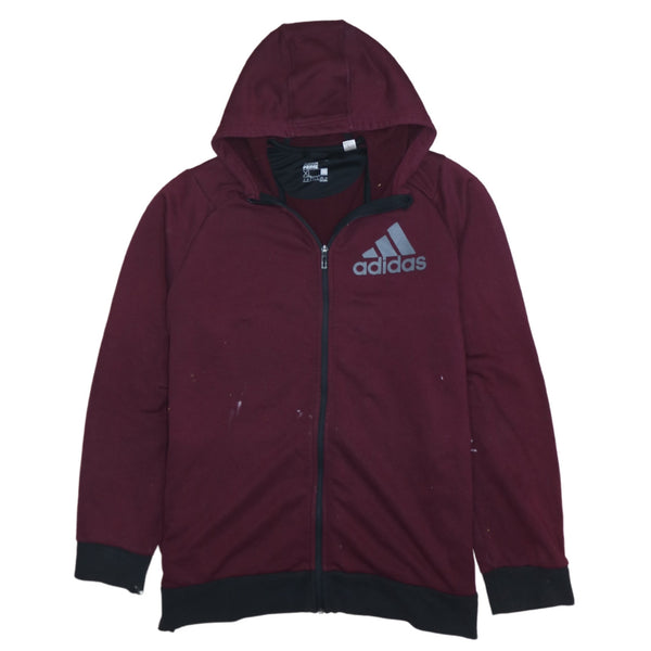 Adidas 90's Burgundy Red Sportswear Full Zip Hoodie XL