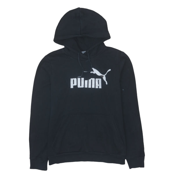Puma 90's Vintage Spellout Pullover Hoodie Black Medium Cotton