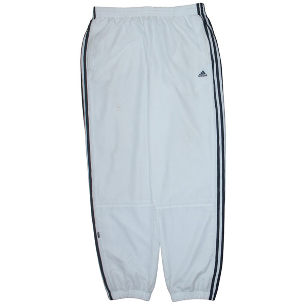 Adidas White Joggers Sweatpants Men’s XLarge Three Stripe Legs Embroidered Logo Elastic Cuffs
