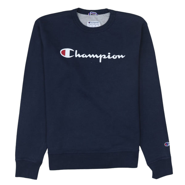 Champion 90's Spellout Crew Neck Sweatshirt Medium Navy Blue
