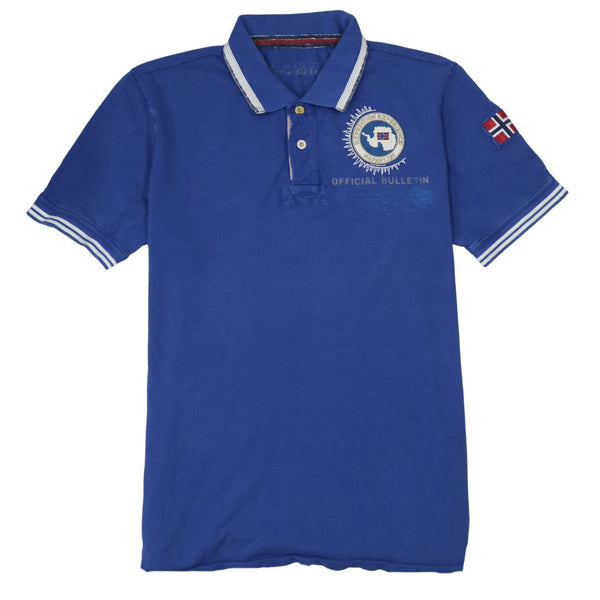 Napapijri 90's Short Sleeves Quarter Button Polo Shirt XLarge Blue
