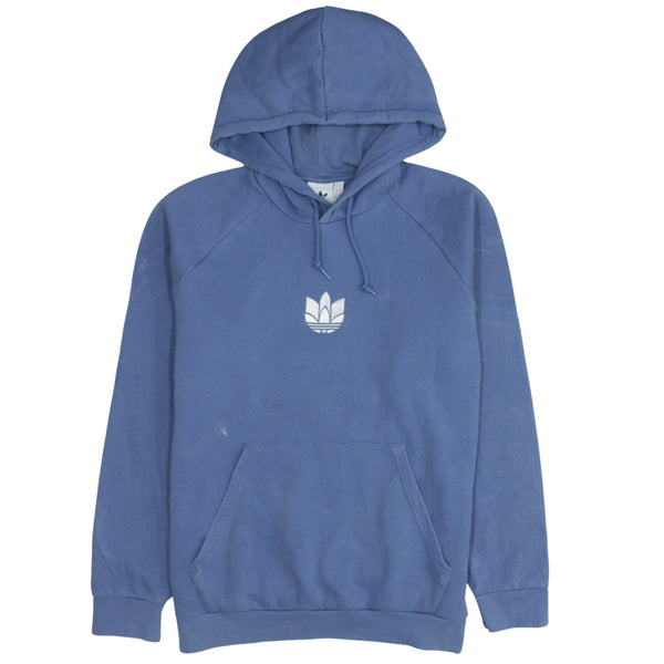 Adidas 90's Blue Hoodie Large with Drawstring and Pockets