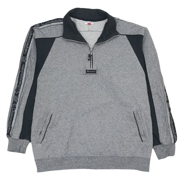 Champion 90's Vintage Grey Quarter Zip Sweatshirt, Large Size
