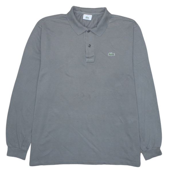 Lacoste 90's Long Sleeve Quarter Button Polo Shirt XLarge  Grey