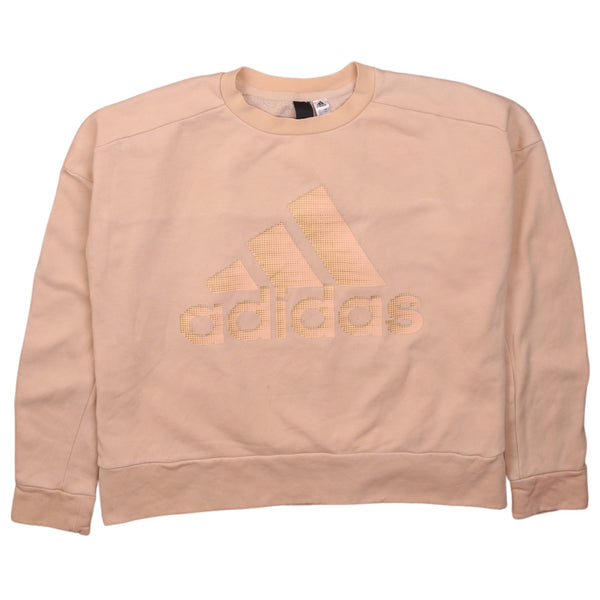 Adidas Vintage 90s Spellout Beige Cream Crew Neck Sweatshirt Sz S