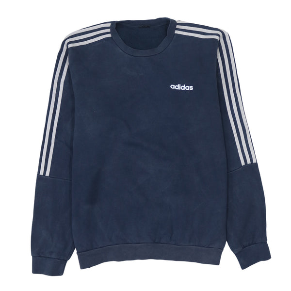 Adidas 90's Striped Sleeve Crew Neck Sweatshirt Large  Navy Blue