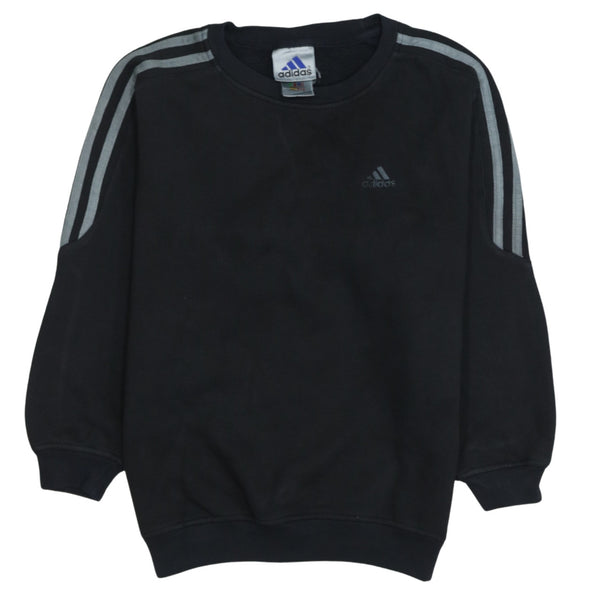 Adidas 90's Striped Sleeve Crew Neck Sweatshirt Small Black