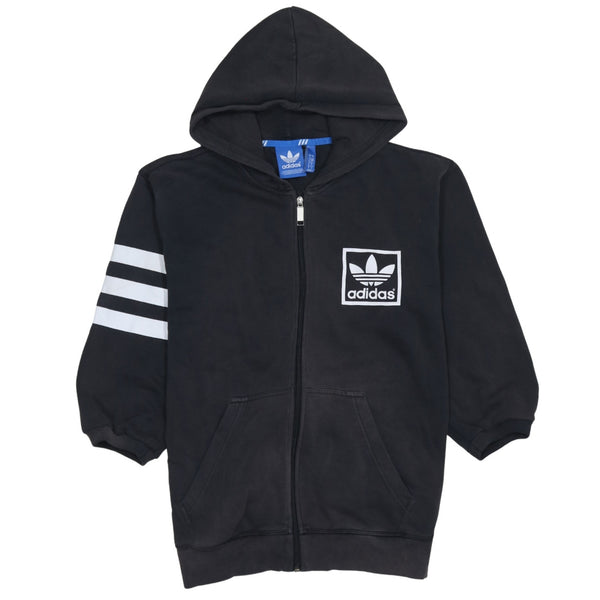 Adidas 90's Drawstring Pockets Full Zip Up Hoodie Small Black