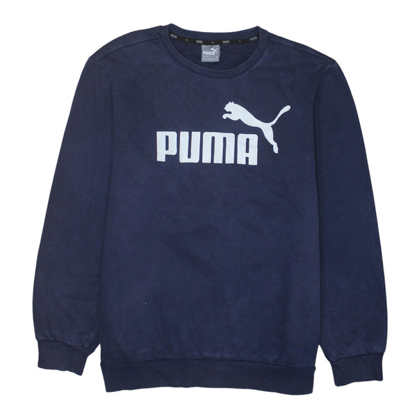 Puma 90's Spellout Crew Neck Sweatshirt Medium Navy Blue