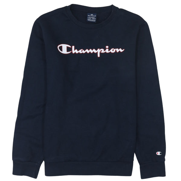 Champion 90's Spellout Crew Neck Sweatshirt XLarge Navy Blue