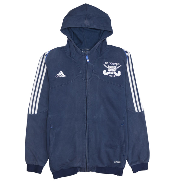Adidas 90's Striped Sleeve Full Zip Up Hoodie Large  Navy Blue