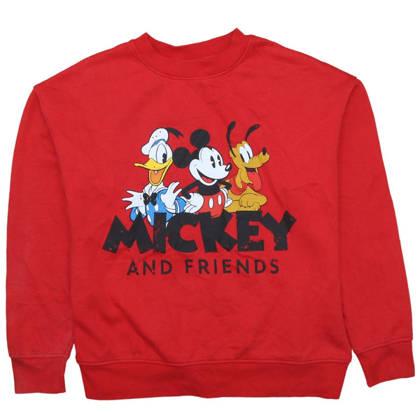 Disney 90s Red Mickey Mouse Crew Neck Sweatshirt XSmall Vintage