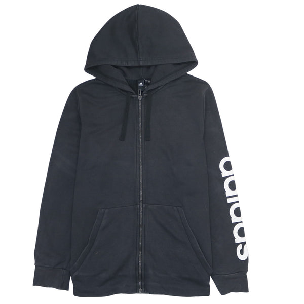Adidas 90's Drawstring Pockets Full Zip Up Hoodie XXLarge (2XL) Black