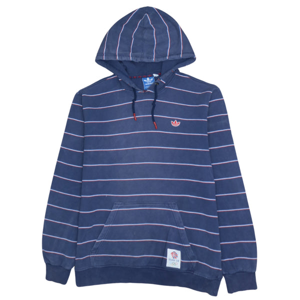 Adidas 90's Navy Blue Drawstring Pockets Pullover Hoodie Men’s Medium