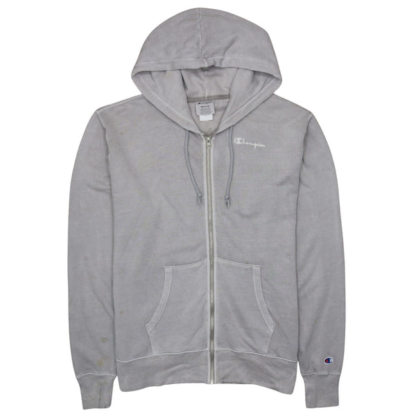 Champion 90's Drawstring Pockets Full Zip Up Hoodie Medium Grey