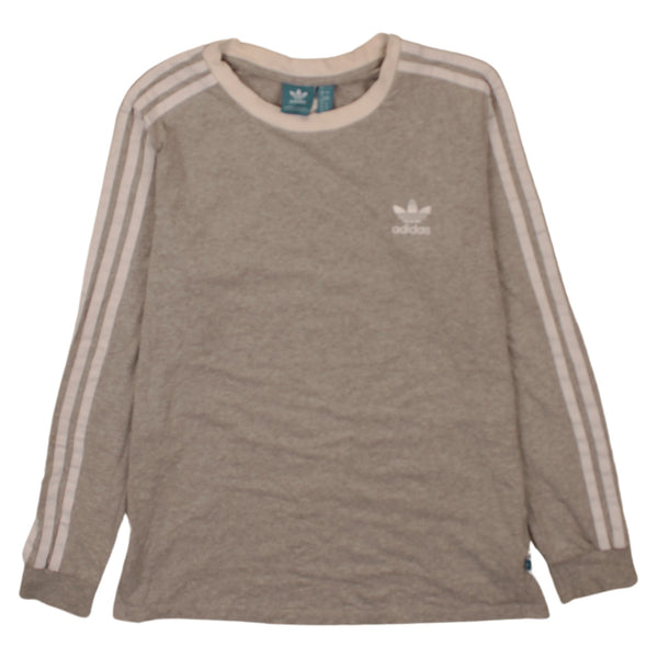 Adidas Vintage Grey Strip Crew Neck Sweatshirt Medium Classic Style