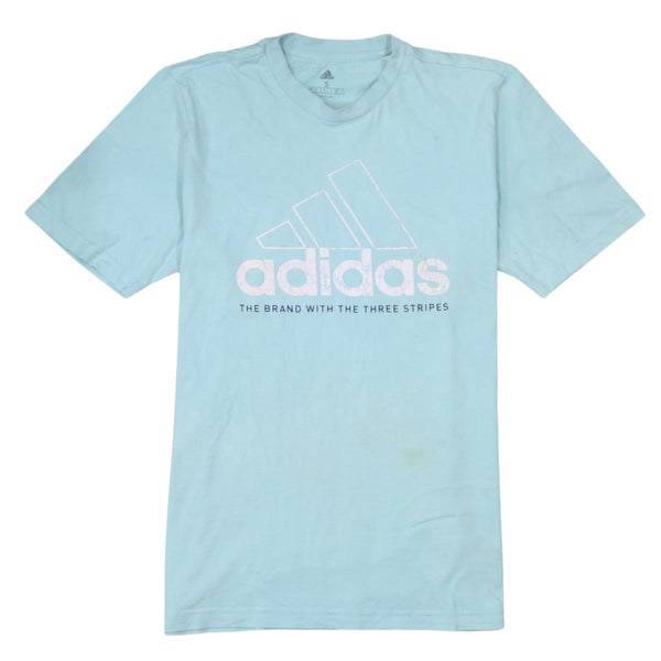 Adidas 90's Spellout Short Sleeves T Shirt Small Blue