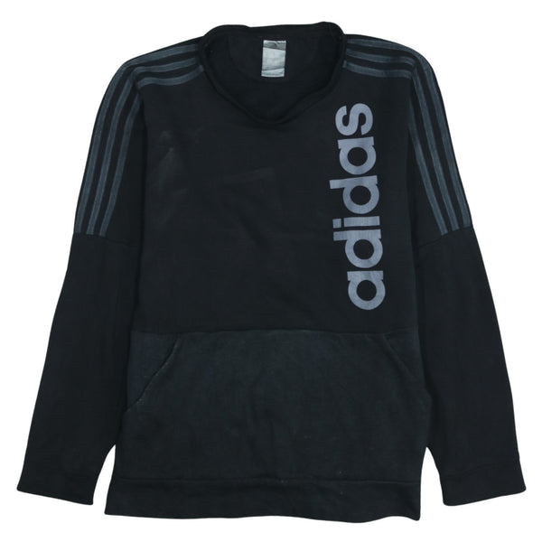 Adidas 90's Striped Sleeve Crew Neck Sweatshirt Medium Black