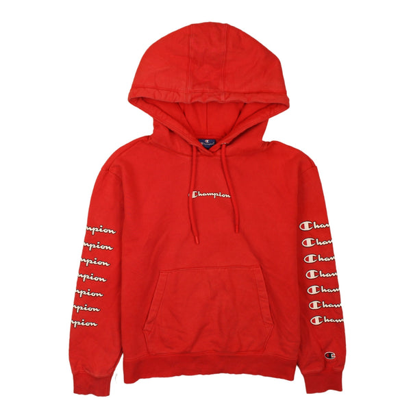 Champion Vintage 90's Red Pullover Hoodie XS with Drawstring Pockets