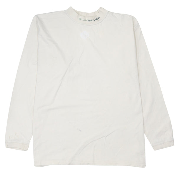 QuikSilver 90's Lightweight Turtle Neck Sweatshirt Large Beige Cream
