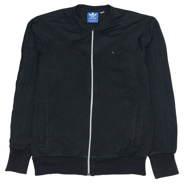 Adidas 90s Vintage Full Zip Sweatshirt Medium Black Plain Design