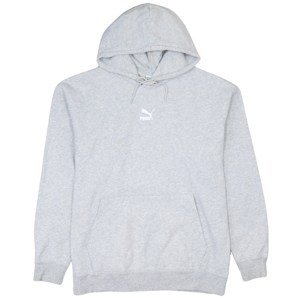 Puma 90's Grey Drawstring Pockets Pullover Hoodie Men's Medium