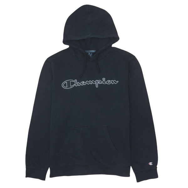 Champion 90's Vintage Spellout Hoodie Medium Black Pullover