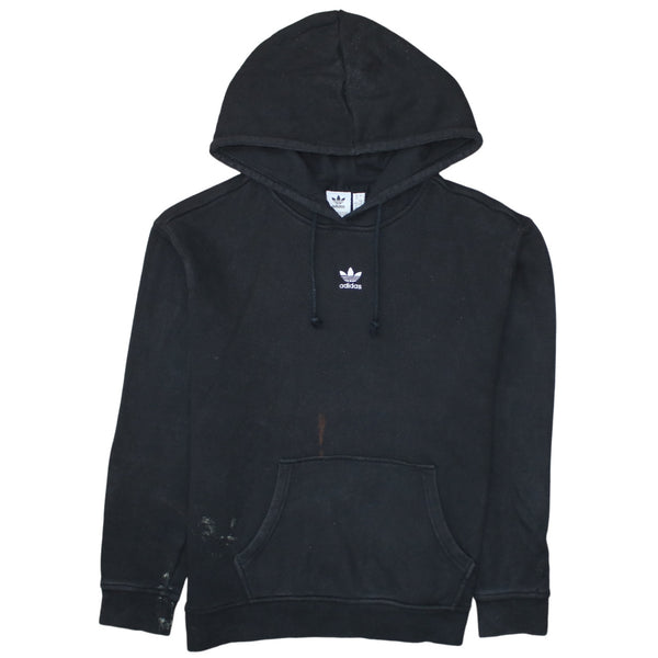 Adidas 90's Drawstring Pockets Pullover Hoodie Large Black