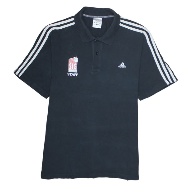 Adidas 90's Short Sleeves Quarter Button Polo Shirt XLarge  Black