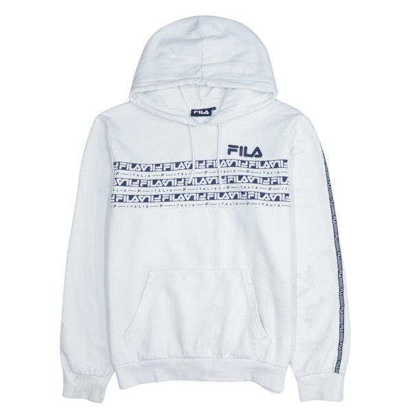 Fila 90's Drawstring Pockets Pullover Hoodie Large White