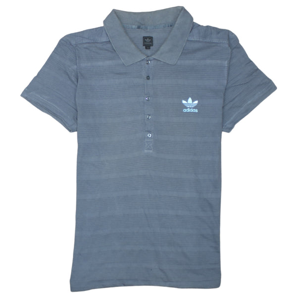 Adidas 90's Short Sleeves Quarter Button Polo Shirt Large Grey