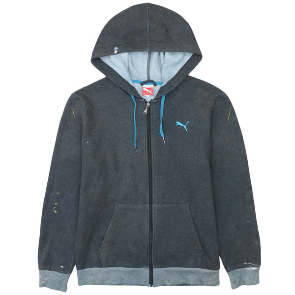 Puma 90's Drawstring Pockets Full Zip Up Hoodie Medium Black
