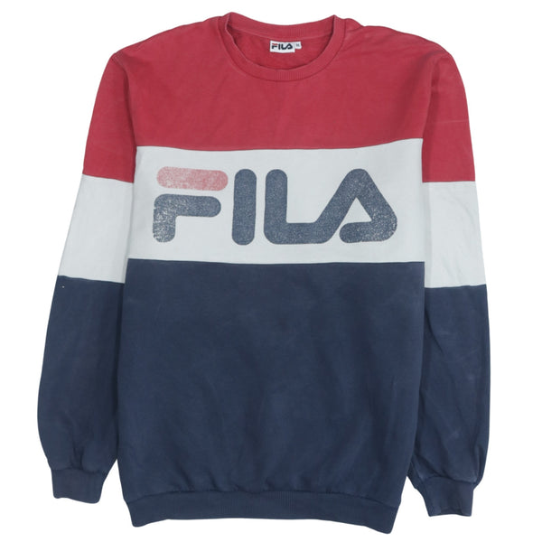 Fila Men's Medium Navy Blue 90's Spellout Crew Neck Sweatshirt