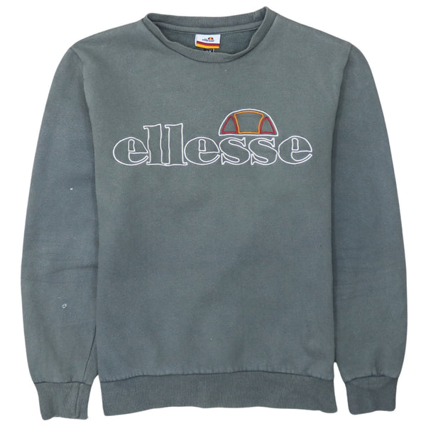 Ellesse Vintage 90's Grey Spellout Crew Neck Sweatshirt Medium
