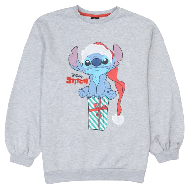 Disney 90's Stitch Crew Neck Sweatshirt Small  Grey